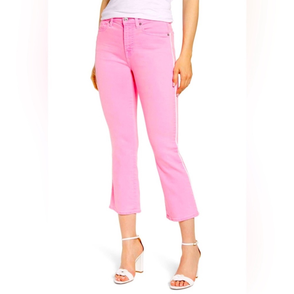 7 for all Mankind Pink 24 High Waist Slim Kick Denim Jean NWT Cropped 7FAM